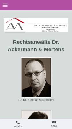 Vorschau der mobilen Webseite www.dr-ackermann.de, Rechtsanwalt Dr. Stephan Ackermann