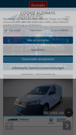 Vorschau der mobilen Webseite www.travag-schwerin.de, VW & Audi Autohaus TRAVAG