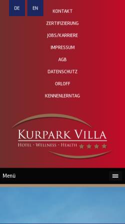 Vorschau der mobilen Webseite www.kurparkvilla.info, Hotel ASLAN Kurpark Villa