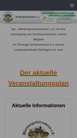 Vorschau der mobilen Webseite www.wartburgschuetzenkreis.de, Wartburgschützenkreis e.V.