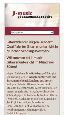 Vorschau der mobilen Webseite www.jl-music.de, Liebherr, Jürgen