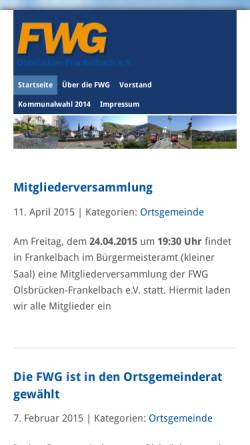 Vorschau der mobilen Webseite www.fwg-vgotterbach-otterberg.de, FWG Olsbrücken-Frankelbach