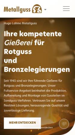 Vorschau der mobilen Webseite lahme-metallguss.de, Grau- und Metallguß GmbH