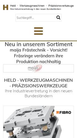 Vorschau der mobilen Webseite www.held-wzm.de, Held Werkzeugmaschinen GmbH