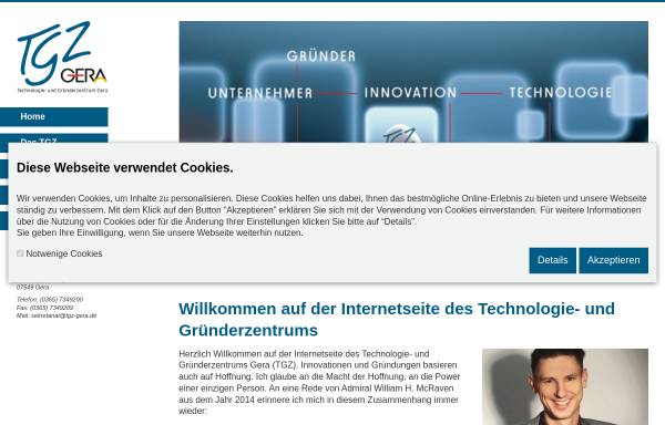 Vorschau von www.tiz-gera.de, Technologie- und Gründerzentrum Gera GmbH