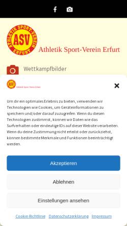 Vorschau der mobilen Webseite www.asv-erfurt.de, Athletik Sport-Verein Erfurt e.V.