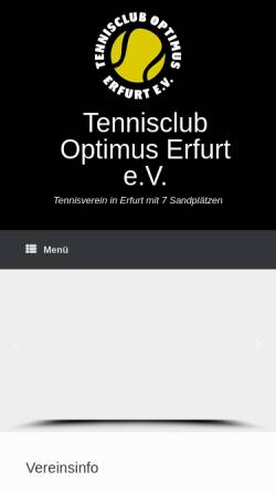 Vorschau der mobilen Webseite www.tcoptimus.de, Tennisclub Optimus Erfurt e.V.
