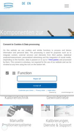Vorschau der mobilen Webseite feinmess-suhl.com, Feinmess Suhl GmbH