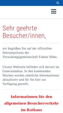 Vorschau der mobilen Webseite www.vg-fahner-hoehe.de, Verwaltungsgemeinschaft Fahner Höhe
