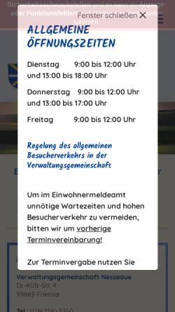Vorschau der mobilen Webseite www.vg-nesseaue.de, VGem. Nesseaue