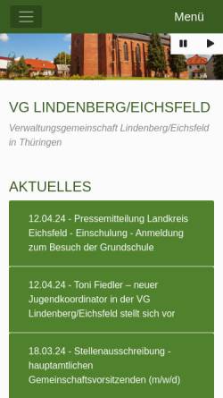 Vorschau der mobilen Webseite www.lindenberg-eichsfeld.de, VG Lindenberg/Eichsfeld