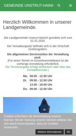 Vorschau der mobilen Webseite www.vg-unstrut-hainich.de, Verwaltungsgemeinschaft Unstrut-Hainich
