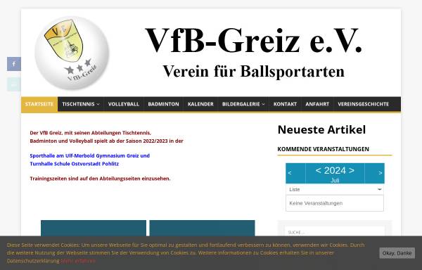 Vorschau von www.vfb-greiz.de, Verein für Ballsportarten Greiz e.V.