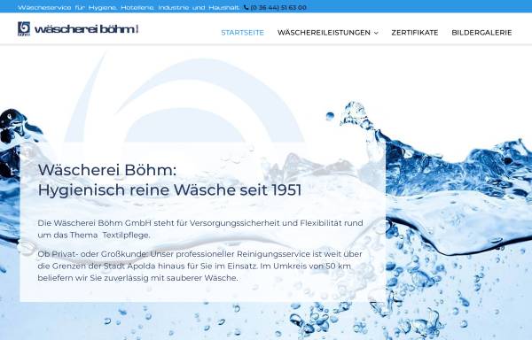 Vorschau von www.waescherei-boehm.de, Wäscherei Böhm