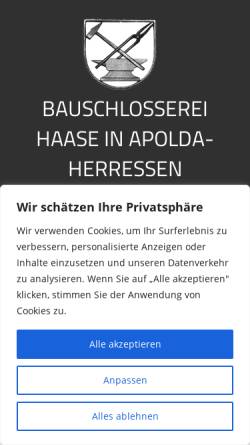 Vorschau der mobilen Webseite www.bauschlosserei-haase.de, Bauschlosserei Haase