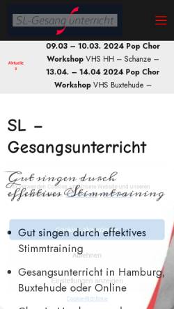 Vorschau der mobilen Webseite www.sl-gesangsunterricht.de, Lohse, Stefan