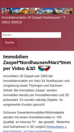 Vorschau der mobilen Webseite www.immocentrum.de, Immobilienbüro Ulf Zaspel