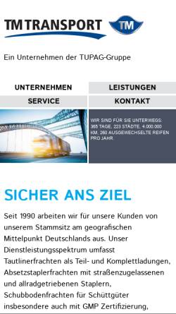 Vorschau der mobilen Webseite www.tm-transport.de, TM Transportgesellschaft mbH