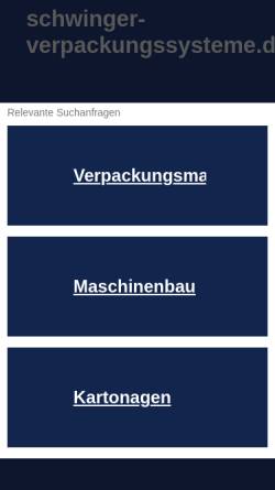 Vorschau der mobilen Webseite www.schwinger-verpackungssysteme.de, Schwinger Verpackungssysteme