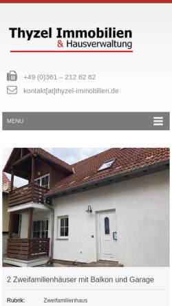 Vorschau der mobilen Webseite www.thyzel-immobilien.de, Thyzel Immobilien + Hausverwaltung