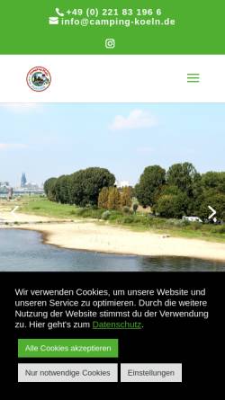 Vorschau der mobilen Webseite www.camping-koeln.de, Campingplatz der Stadt Köln