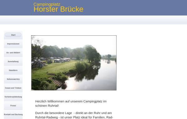 Vorschau von www.horster-ruhrbruecke.de, Campingplatz „Horster Ruhrbrücke“