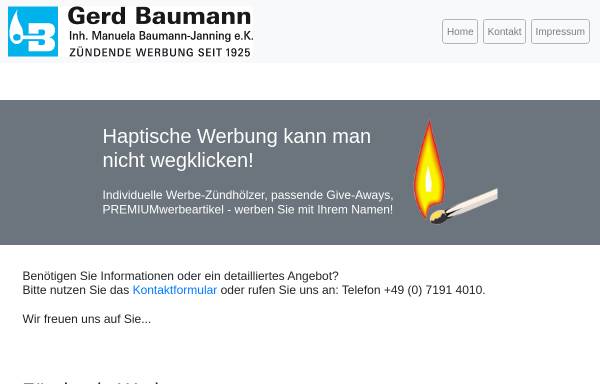 Gerd Baumann Zündholz-Werbung