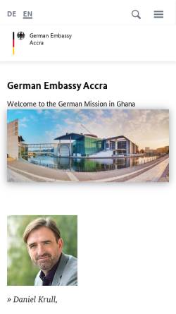 Vorschau der mobilen Webseite accra.diplo.de, Ghana, deutsche Botschaft in Accra