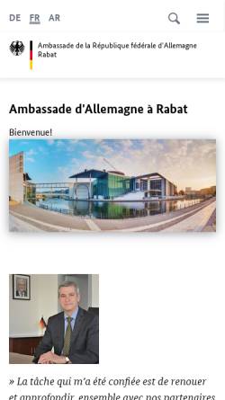 Vorschau der mobilen Webseite www.rabat.diplo.de, Marokko, deutsche Botschaft in Rabat