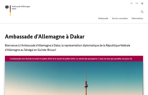 Vorschau von www.dakar.diplo.de, Senegal, deutsche Botschaft in Dakar