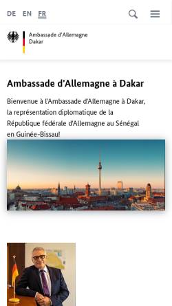 Vorschau der mobilen Webseite www.dakar.diplo.de, Senegal, deutsche Botschaft in Dakar