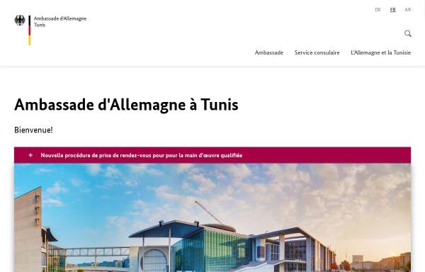 Vorschau von www.tunis.diplo.de, Tunesien, deutsche Botschaft in Tunis