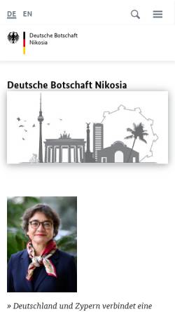 Vorschau der mobilen Webseite www.nikosia.diplo.de, Zypern, deutsche Botschaft in Nikosia
