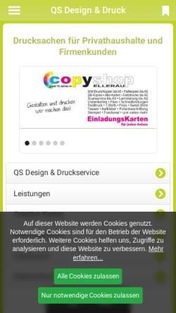 Vorschau der mobilen Webseite www.qs-druckerei.de, QS Design & Druckservice, Sabine Quade