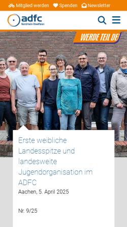 Vorschau der mobilen Webseite www.adfc-nrw.de, ADFC Erkrath