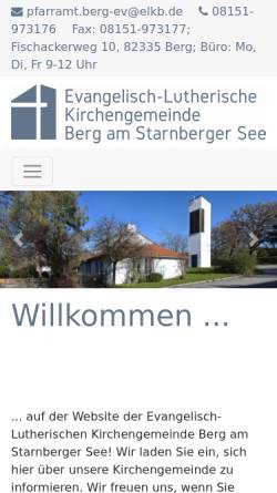 Vorschau der mobilen Webseite berg-evangelisch.de, Evangelische Kirchengemeinde Berg