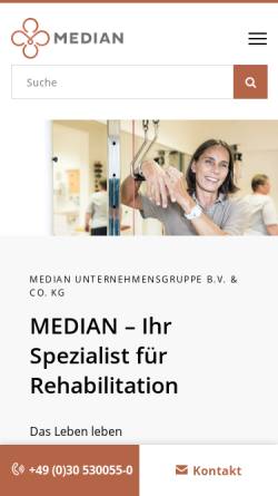 Vorschau der mobilen Webseite www.median-kliniken.de, Median Kliniken