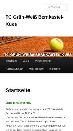 Vorschau der mobilen Webseite www.tc-bernkastel-kues.de, Tennisclub Grün-Weiss 1895 e.V.