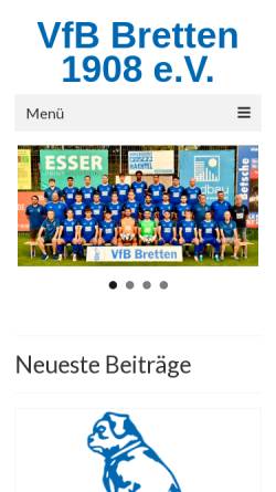 Vorschau der mobilen Webseite vfb-bretten.de, VFB Bretten