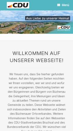 Vorschau der mobilen Webseite cdu-buechenau.de, CDU Büchenau