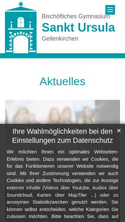 Vorschau der mobilen Webseite www.st-ursula-gk.de, Bischöfliches Gymnasium St. Ursula