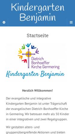 Vorschau der mobilen Webseite kiga-benjamin.de, Evangelischer Kindergarten Benjamin