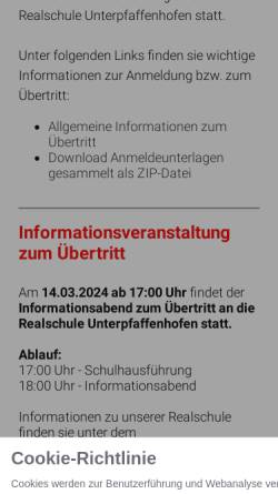 Vorschau der mobilen Webseite www.realschule-unterpfaffenhofen.de, Staatliche Realschule Unterpfaffenhofen