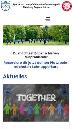 Vorschau der mobilen Webseite www.scug-bogen.de, Sport-Club Unterpfaffenhofen-Germering