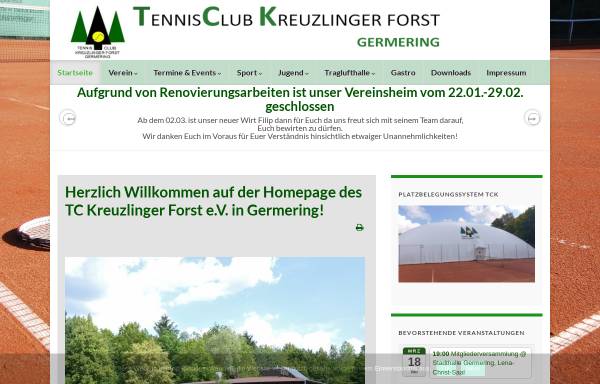 Vorschau von www.tc-kreuzlingerforst.de, Tennisclub TC Kreuzlinger Forst