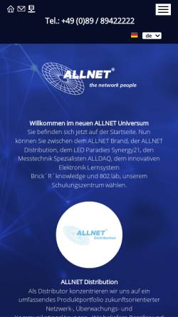 Vorschau der mobilen Webseite www.allnet.de, ALLNET GmbH