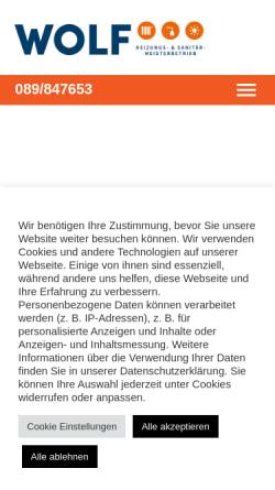 Vorschau der mobilen Webseite www.wolf-bad-heizung.de, H. Wolf GmbH