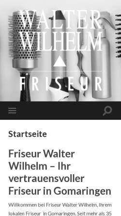 Vorschau der mobilen Webseite www.friseurwilhelm.de, Friseurmeister Walter Wilhelm