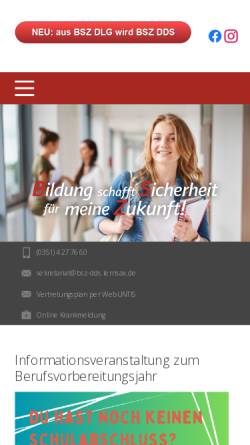 Vorschau der mobilen Webseite www.bsz-dlg.de, Berufliches Schulzentrum für Dienstleistung und Gestaltung