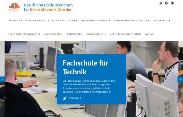 Vorschau von www.bszet.de, Berufliches Schulzentrum für Elektrotechnik